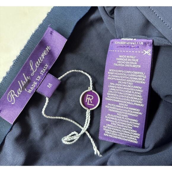 Ralph Lauren Collection Purple Label Ruffle Hem Linen Pencil Skirt Blue Lace M - Picture 7 of 13